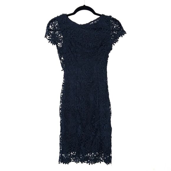 New Lulu’s Navy Blue Hidden Talent Backless Lace Dress Size XS - Picture 3 of 11